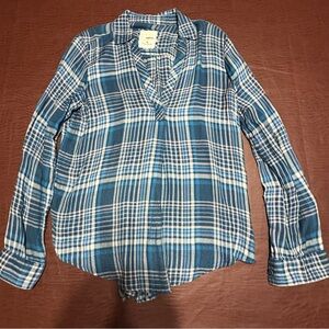 Teal Blue Plaid Button-Up Shirt